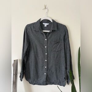 Old Navy Black and White Plaid Flannel Shirt